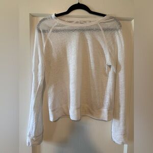 Vince Sheer White Linen Crewneck Top